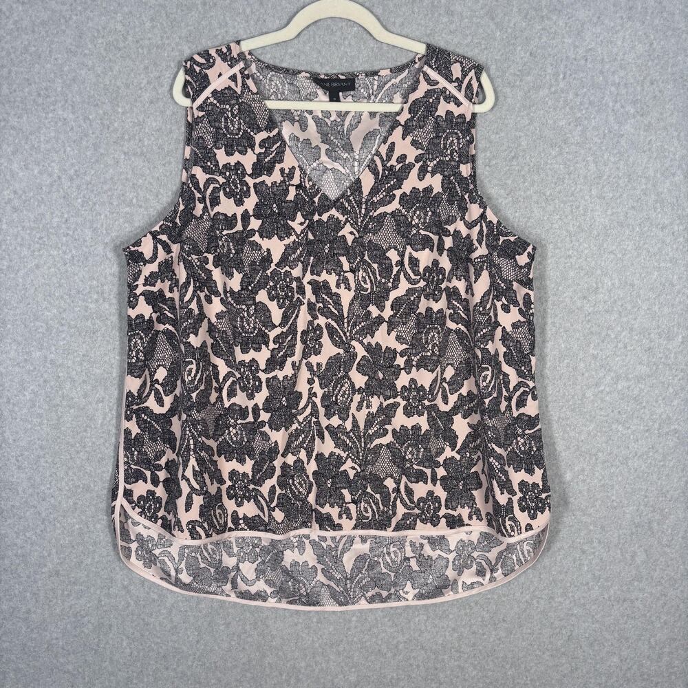 Lane Bryant Lace Print Top 18 Pink Black Blouse Romantic Whimsigoth Coquette